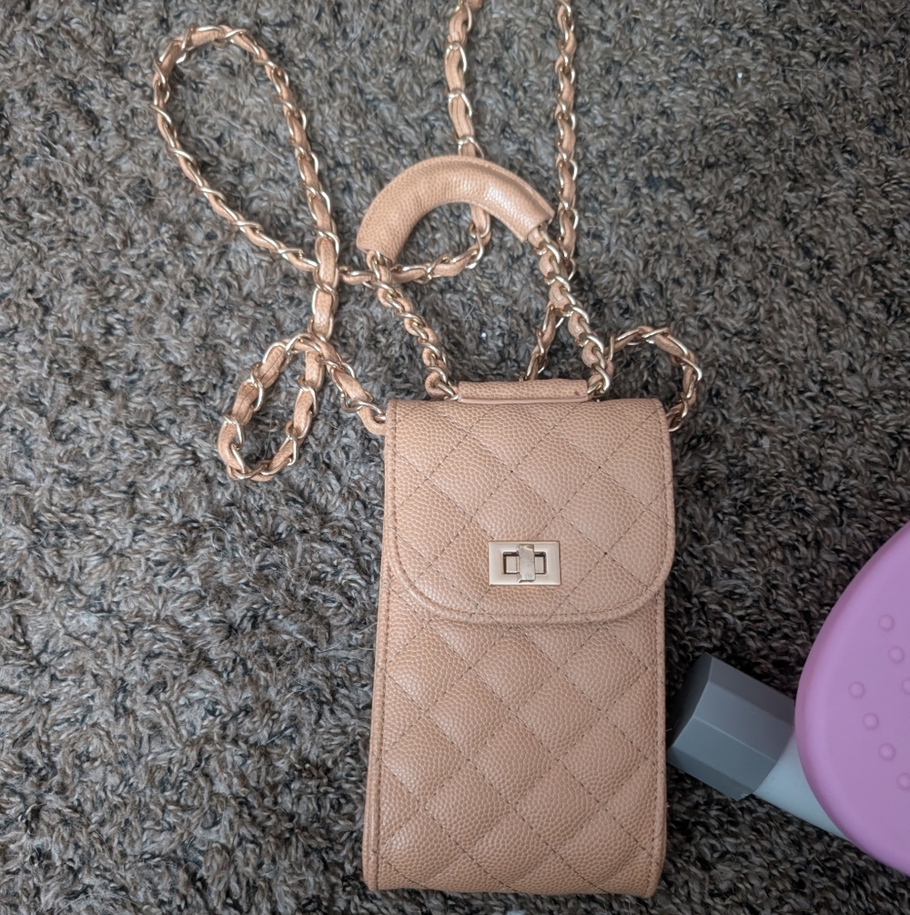 3/$15 Quilted Tan Crossbody Bag